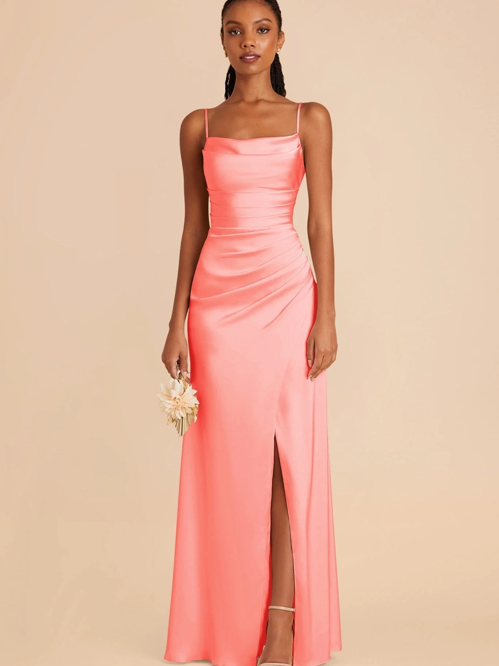 Birdy Grey Lydia Dress Matte Satin Coral Pink (M)